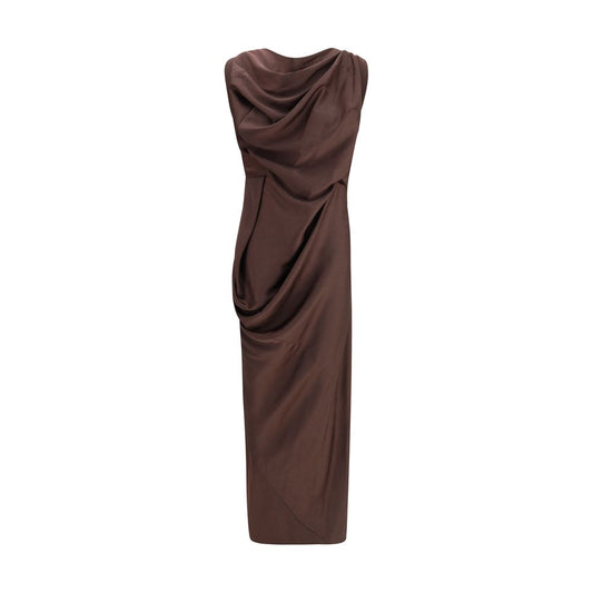 Vivienne Westwood Brown Draped Fond Maxi Cocktail Dress