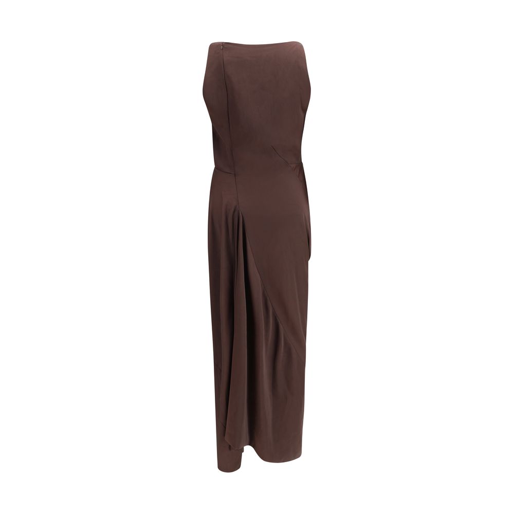 Vivienne Westwood Brown Draped Fond Maxi Cocktail Dress
