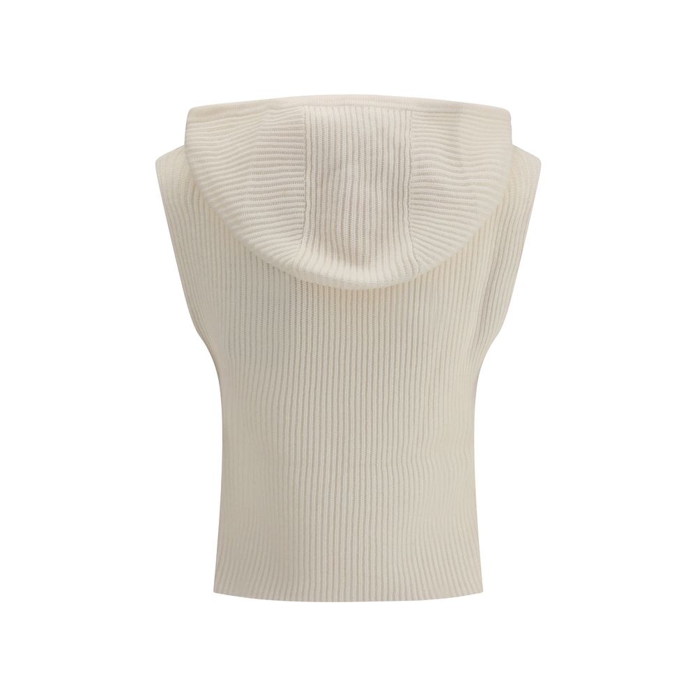 Max Mara White Wool Sleeveless Sweater