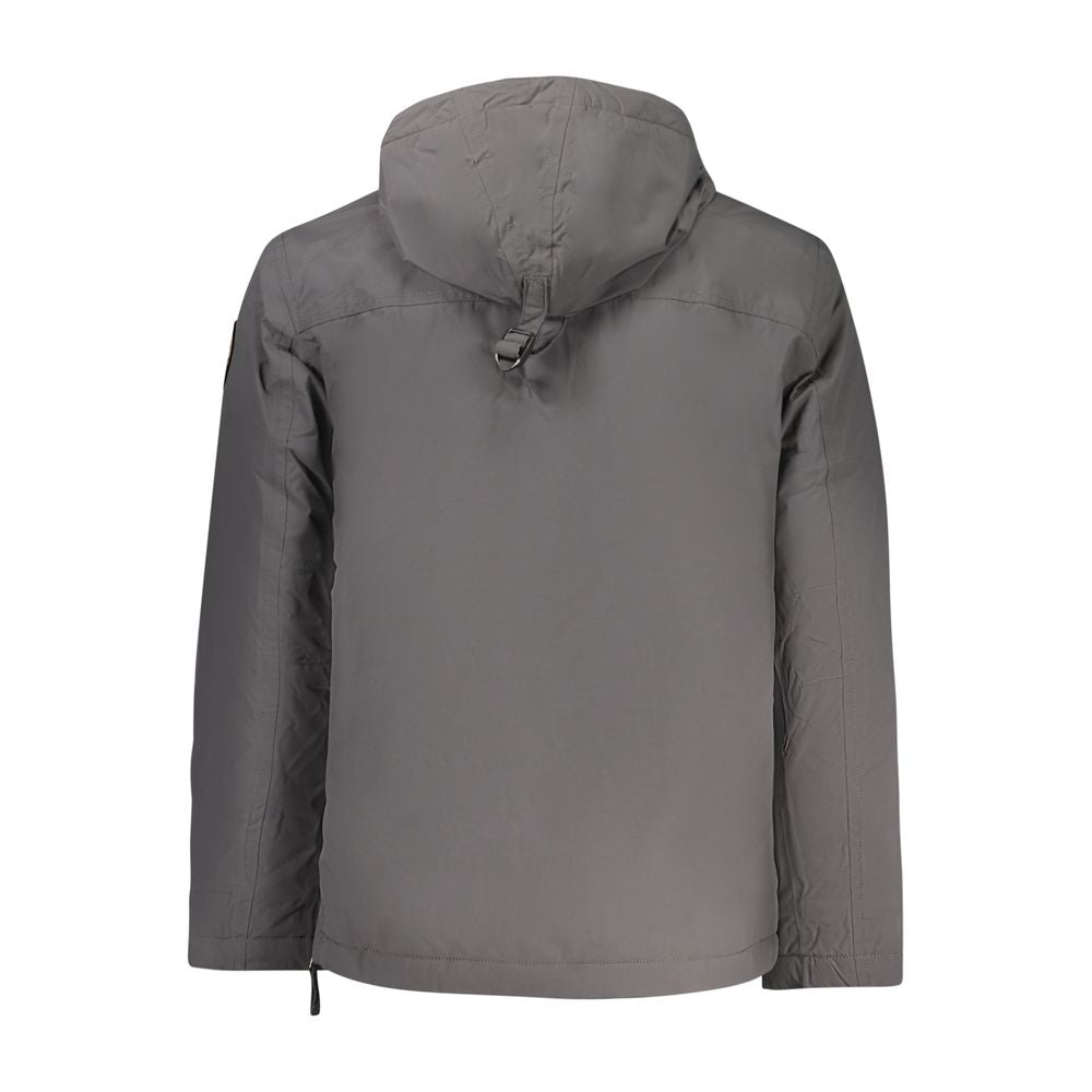 Napapijri Rainforest Long-Sleeved Jacket with Hood - Grey Polyamide
