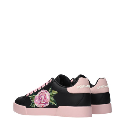 Dolce & Gabbana Black Leather Sneakers: A Statement of Style