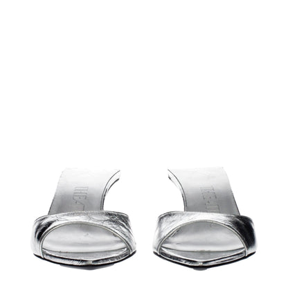 The Attico Gray Leather Flat Sandals