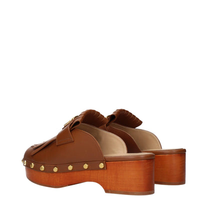 Valentino Garavani Brown Leather Slip On Clogs