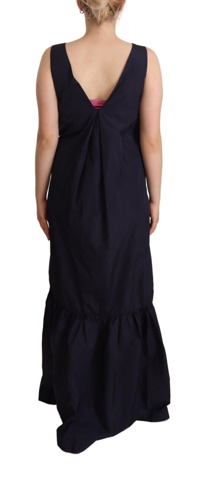 P.A.R.O.S.H. Navy Blue Sleeveless Round Neck Mermaid Long Dress