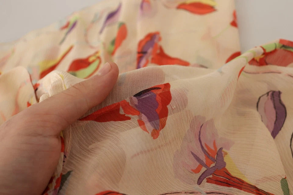 Red Valentino Beige Ascot Collar Short Sleeves Aline Mini Dress