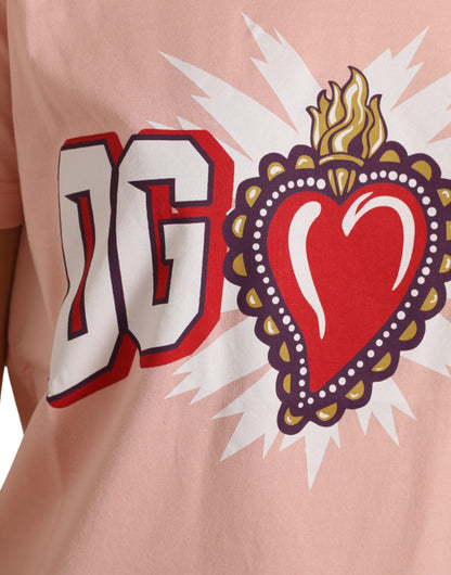 Dolce & Gabbana Pink Graphic Print Cotton Crew Neck T-shirt
