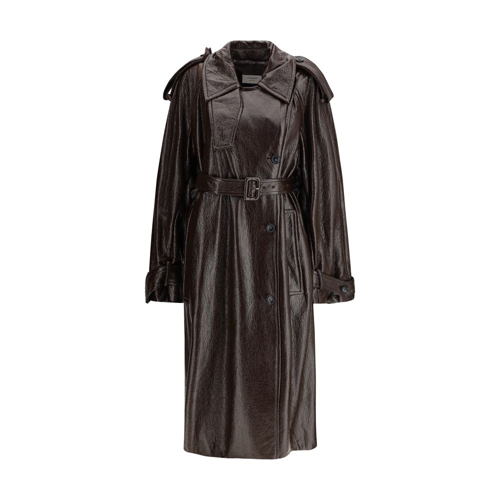 Max Mara Bairo Long Trench Coat in Brown Cotton