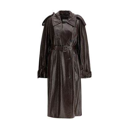 Max Mara Bairo Long Trench Coat in Brown Cotton