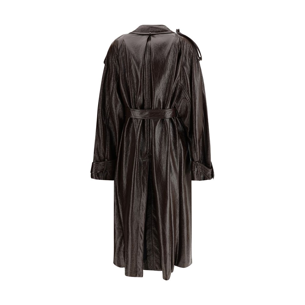 Max Mara Bairo Long Trench Coat in Brown Cotton