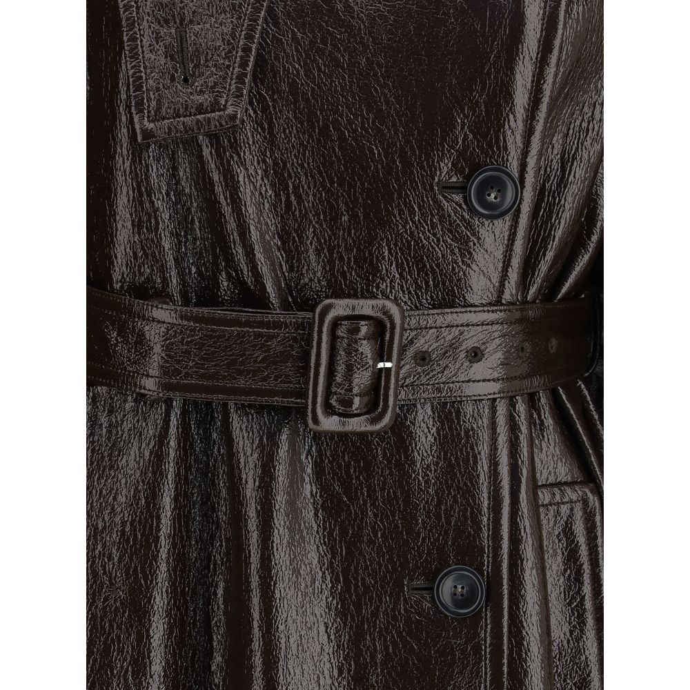 Max Mara Bairo Long Trench Coat in Brown Cotton