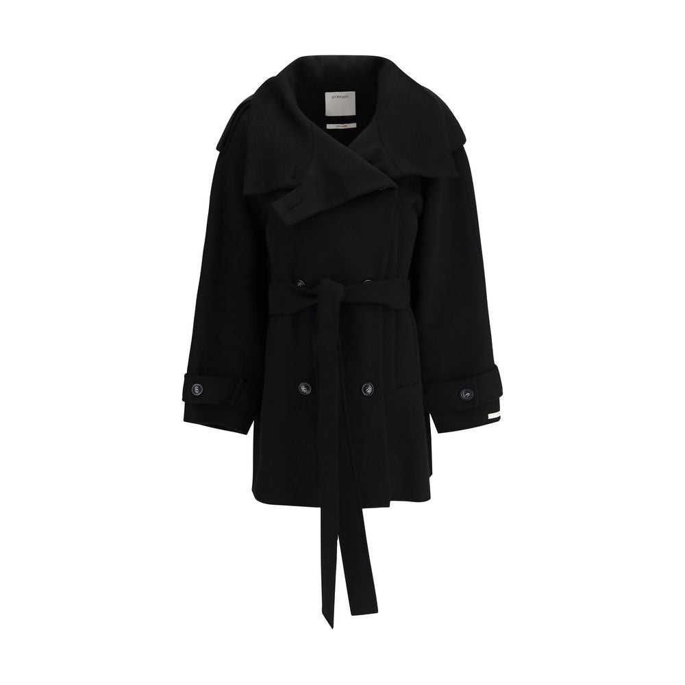 Max Mara Black Wool Trench Coat