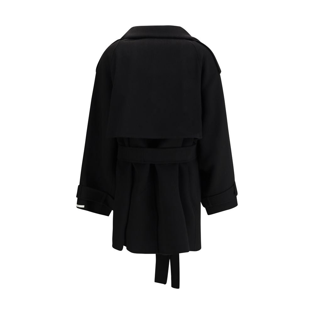 Max Mara Black Wool Trench Coat