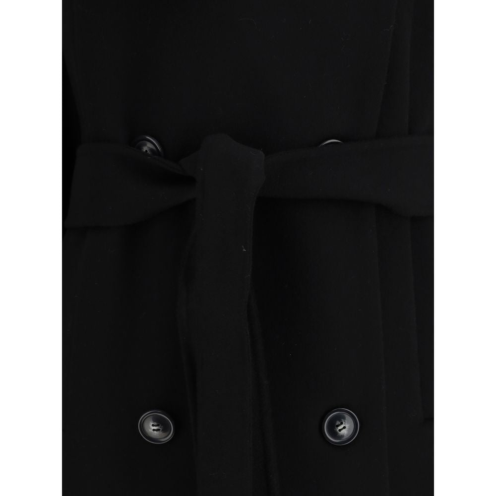 Max Mara Black Wool Trench Coat