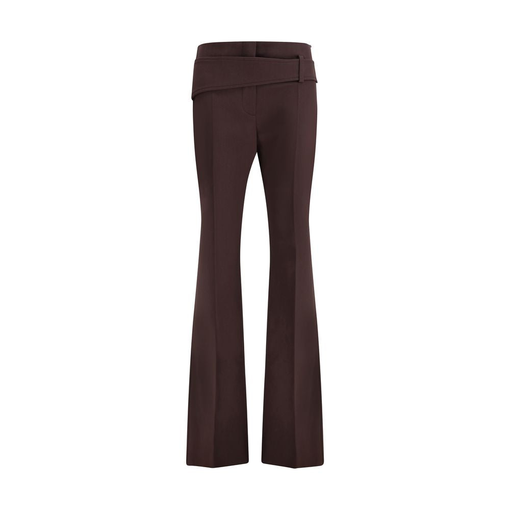 Max Mara Purple Polyester Dress Pants with Asymmetric Belt