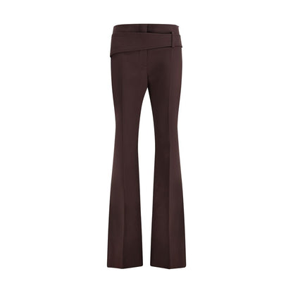 Max Mara Purple Polyester Dress Pants with Asymmetric Belt