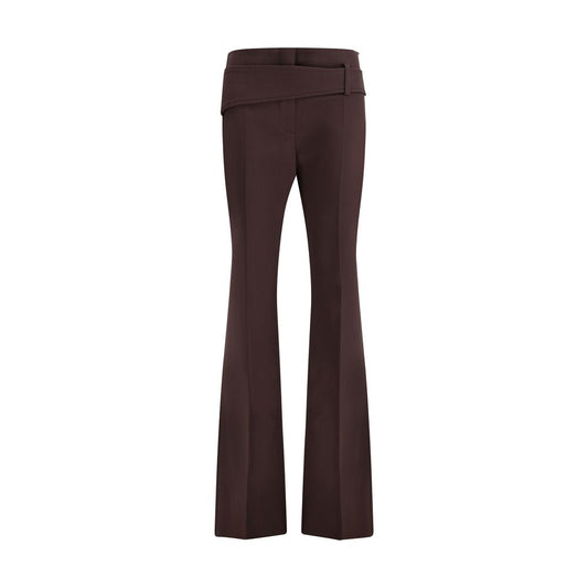 Max Mara Purple Polyester Dress Pants with Asymmetric Belt
