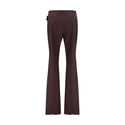 Max Mara Purple Polyester Dress Pants with Asymmetric Belt