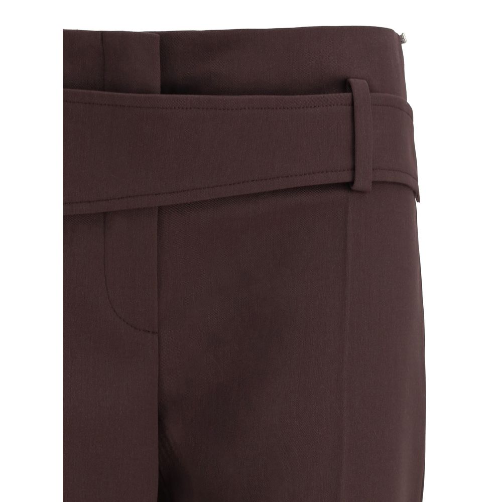 Max Mara Purple Polyester Dress Pants with Asymmetric Belt