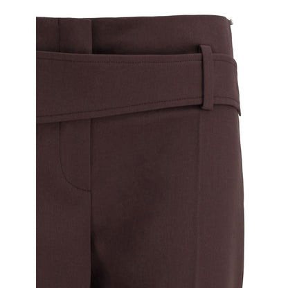 Max Mara Purple Polyester Dress Pants with Asymmetric Belt
