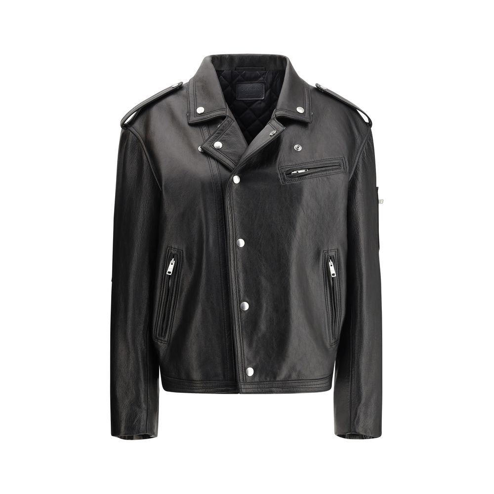 Prada Black Leather Biker Jacket