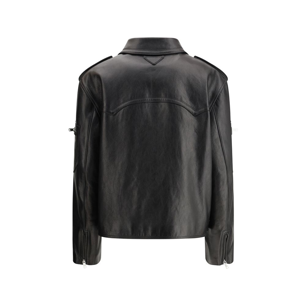 Prada Black Leather Biker Jacket
