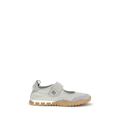 Miu Miu Gray Recycled Polyamide Ballet Flats - Tyre Ballerinas