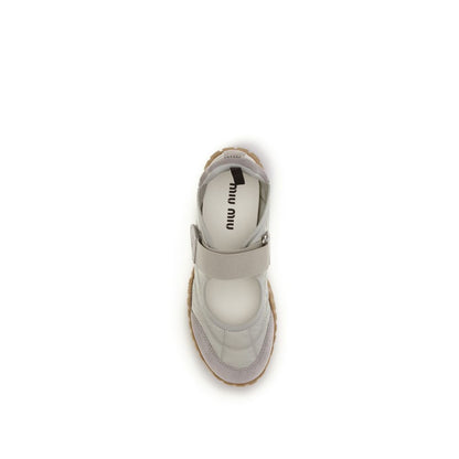 Miu Miu Gray Recycled Polyamide Ballet Flats - Tyre Ballerinas