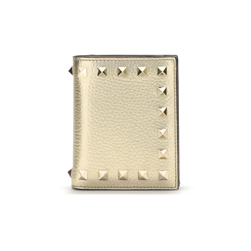 Valentino Garavani Gold Calf Leather Bos Taurus Wallet
