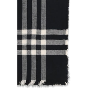 Burberry Black Wool Check Scarf