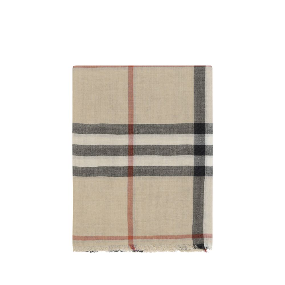 Burberry Brown Silk Scarf with Archivio Check Pattern