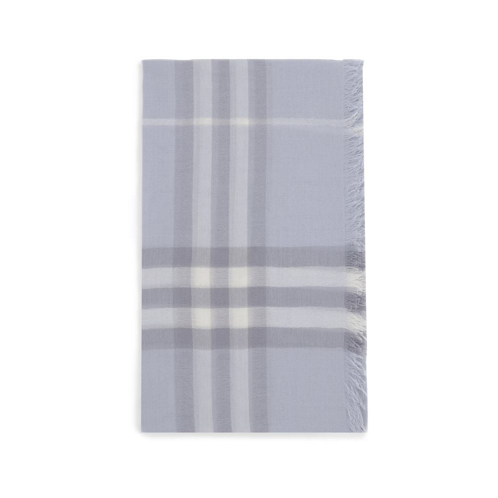 Burberry Light Blue Wool Check Scarf