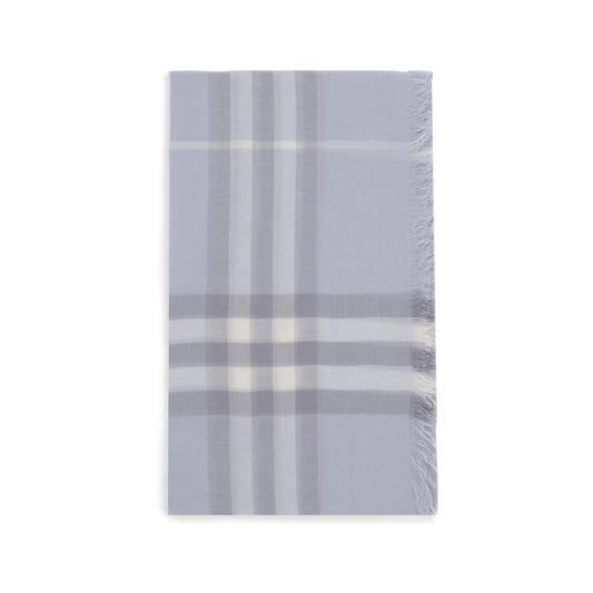 Burberry Light Blue Wool Check Scarf