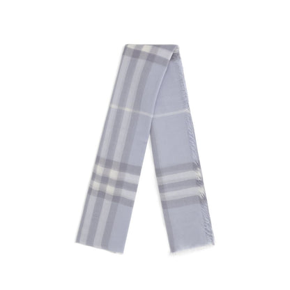 Burberry Light Blue Wool Check Scarf