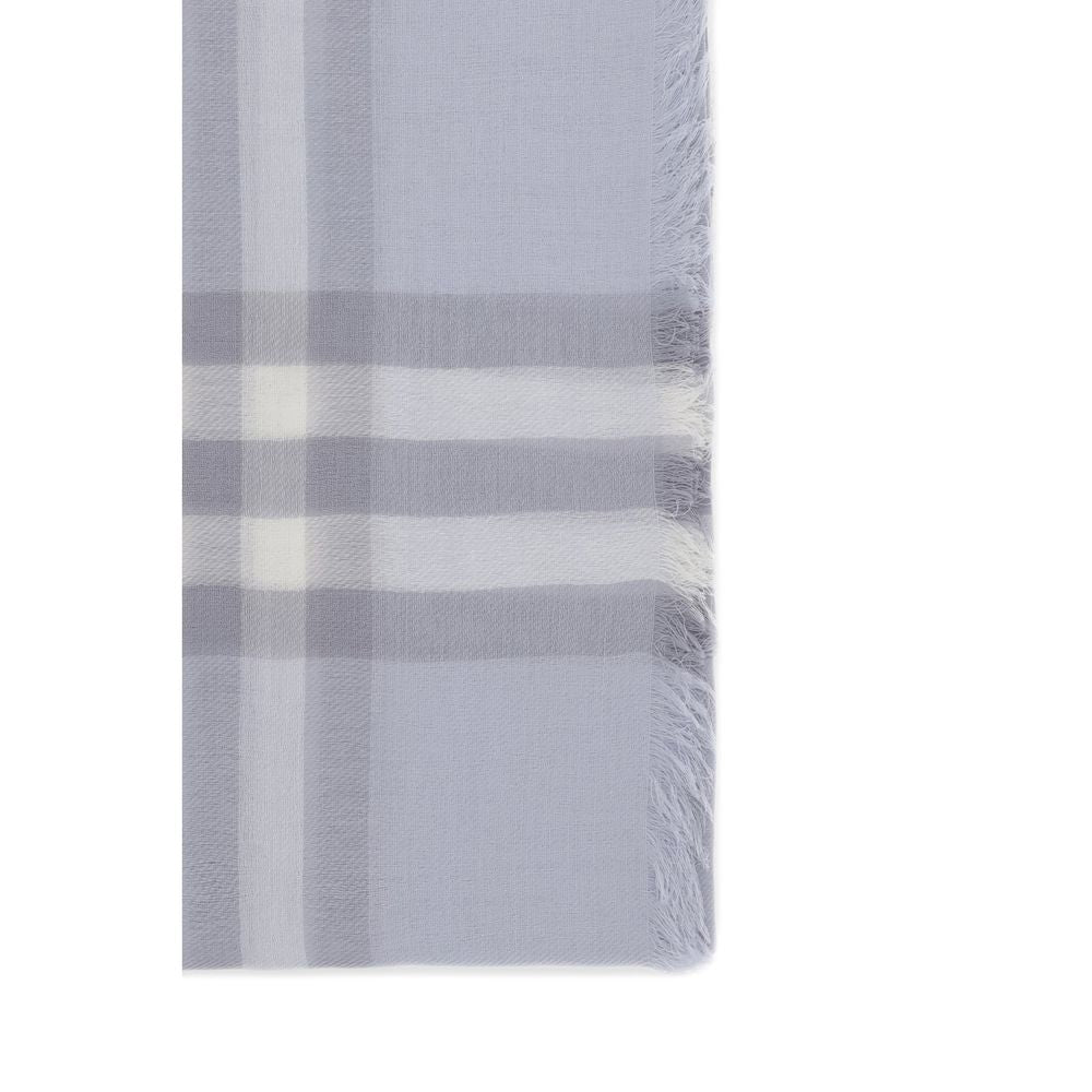 Burberry Light Blue Wool Check Scarf