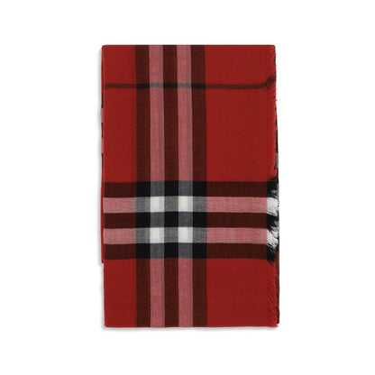 Burberry Red Wool Check Wide Scarf