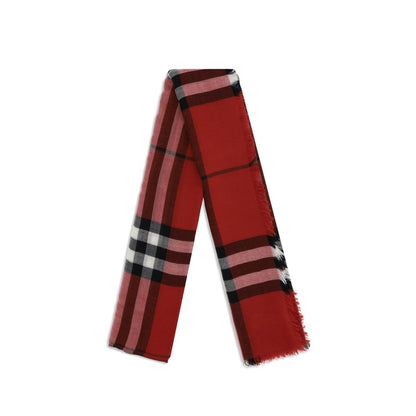Burberry Red Wool Check Wide Scarf