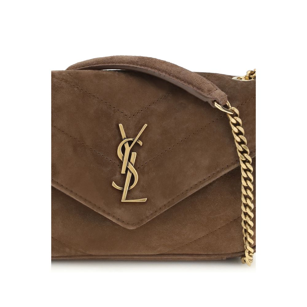 Saint Laurent Brown Leather Shoulder Bag - LouLou Mini Suede