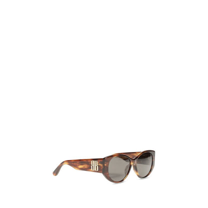 Balenciaga Women’s Sunglasses – Brown Oval Frame, Metal Logo