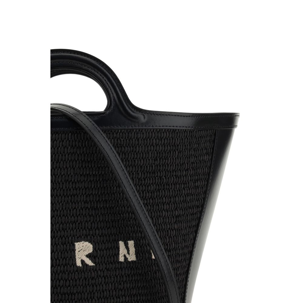 Marni Black Cotton Shoulder Bag - Tropicalia Bucket Bag