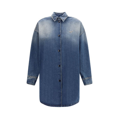 Prada Oversized Blue Cotton Denim Shirt Jacket