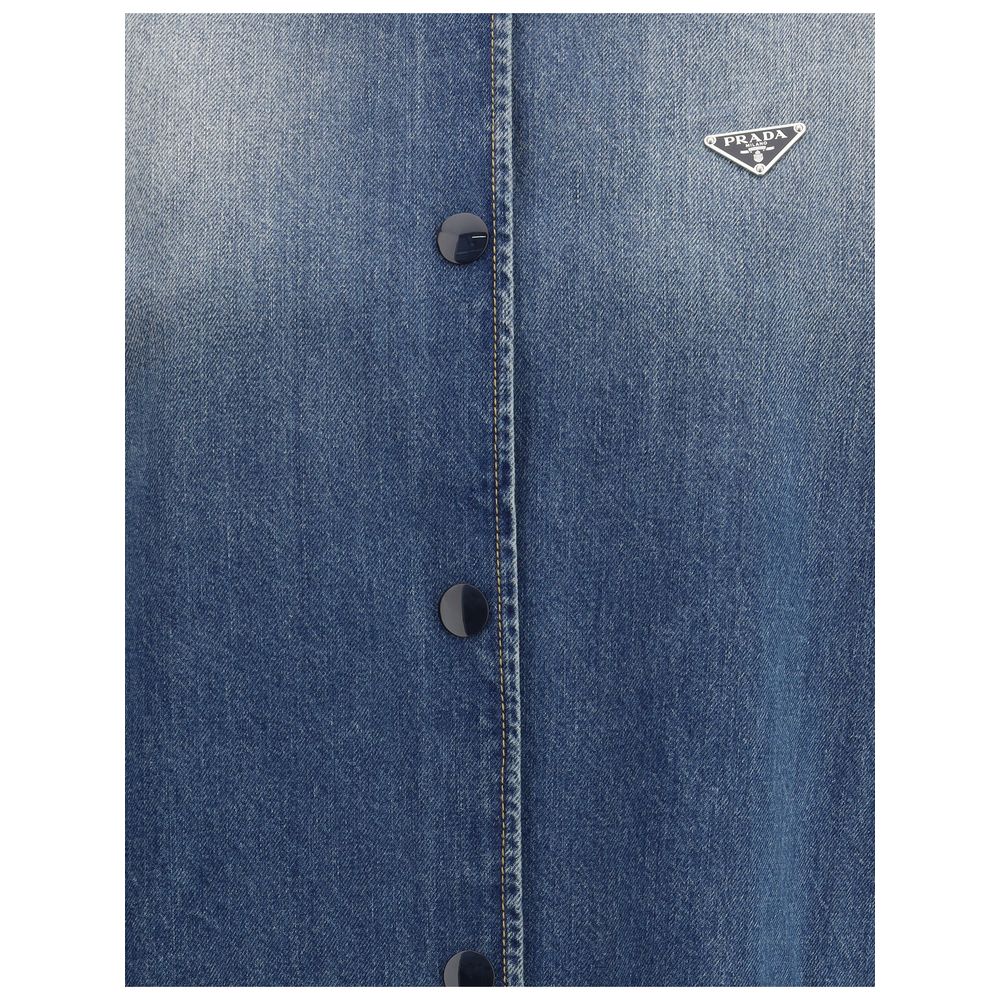 Prada Oversized Blue Cotton Denim Shirt Jacket