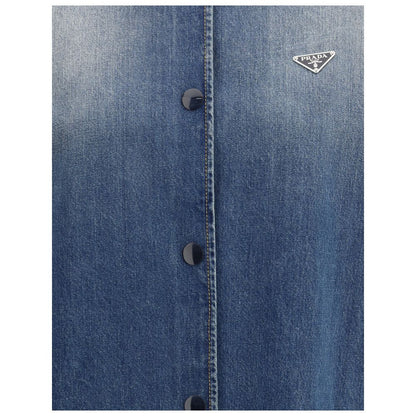 Prada Oversized Blue Cotton Denim Shirt Jacket