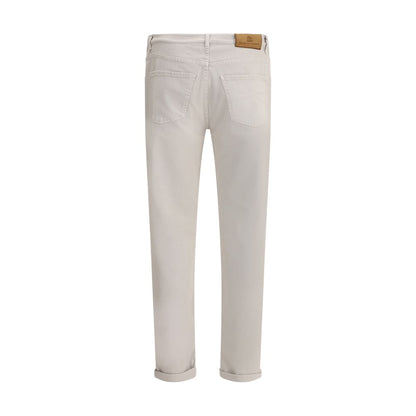 Brunello Cucinelli Beige Cotton Straight-Leg Jeans