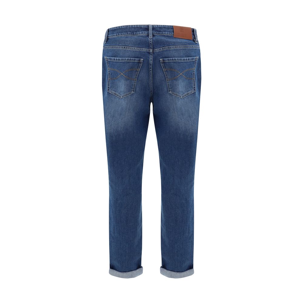 Brunello Cucinelli Blue Cotton Straight-Leg Jeans