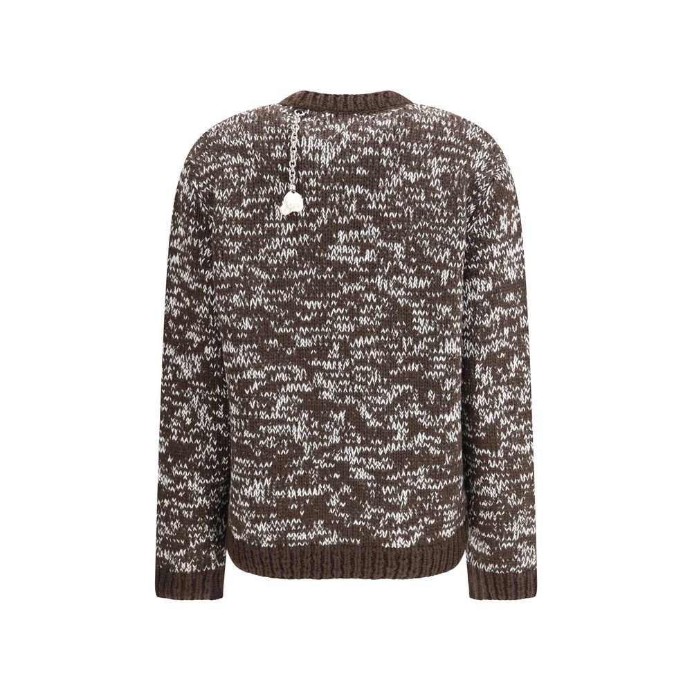Prada Brown Fleece Wool Sweatshirt with Charm Embellishments