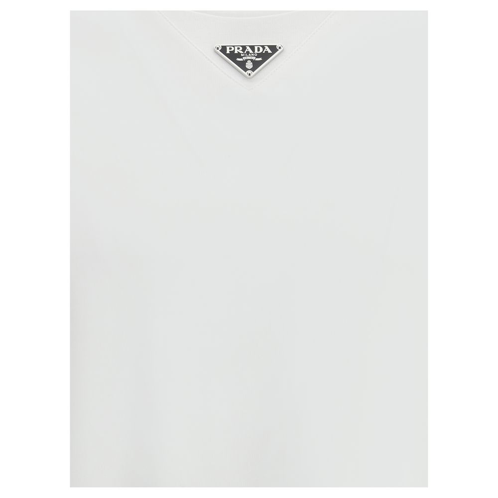 Prada White Cotton T-Shirt: A Sophisticated Wardrobe Essential