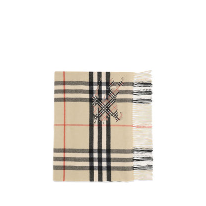 Burberry Beige Cashmere Check Wide Scarf