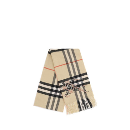 Burberry Beige Cashmere Check Wide Scarf