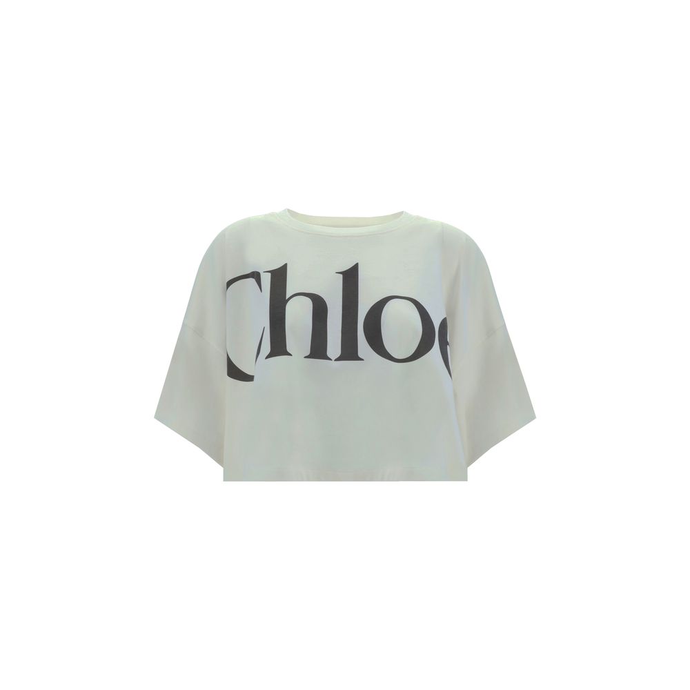 Chloé White Cotton Cropped T-Shirt - Effortless Elegance Redefined