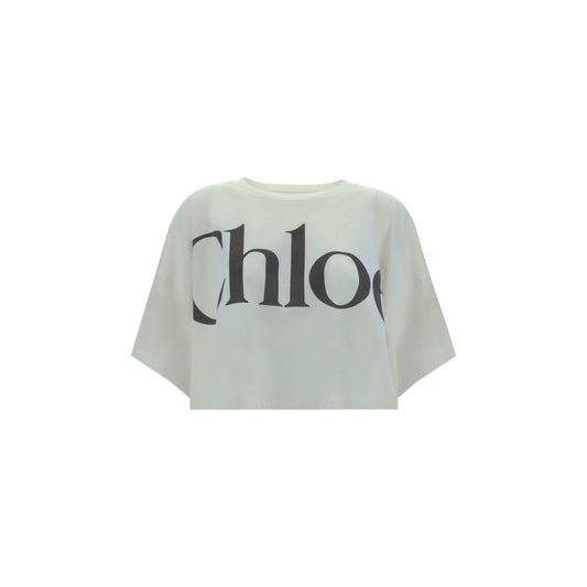 Chloé White Cotton Cropped T-Shirt - Effortless Elegance Redefined